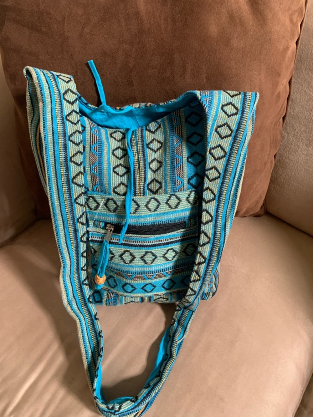 NWOT! Teal Woven Boho Crossbody Bag